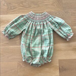 Green Plaid Baby Romper